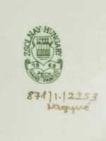 Zsolnay virág és pillangó mintás porcelán váza, kézzel festett, jelzett, hibátlan, m: 34,5 cm