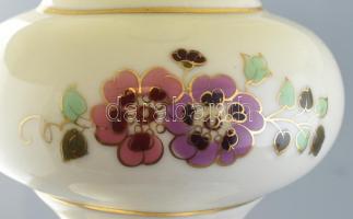 Zsolnay pillangó mintás porcelán lámpa, kézzel festett, jelzett, hibátlan, m: 57 cm