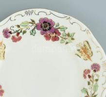 Zsolnay pillangó mintás mokkás / kávés készlet és 6 db süteményes tányér. Hat személyes. Kézzel fest...