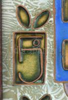 Fajka János (1935): Párok és maszkok, tűzzománc, hibátlan állapotban, igényes keretben 40×24 cm. Jel...