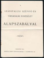 1914 A Leányfalusi szépítő és társadalmi egyesület alapszabályai. Autográf aláírásokkal és miniszteri hitelesítéssel 14 p