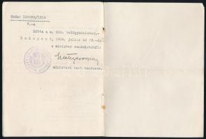 1914 A Leányfalusi szépítő és társadalmi egyesület alapszabályai. Autográf aláírásokkal és miniszter...