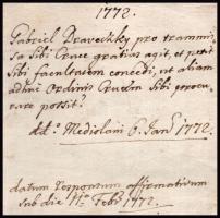 1772 Draveczky Gábor Szepes megyei kapitány, ezredes autográf levele a királyi kancellárnak, melyben...