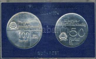 1974. 50Ft Ag + 100Ft Ag "50 éves az MNB" T:BU Eredeti, plombált MNB plasztiktokban (tok sérült)!