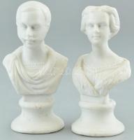 2 db uralkodói büszt, két biszkvit porcelán figura jelzés nélkül 7 cm