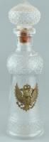 Üveg palack fém Habsburg címerrel, parafabetétes dugóval, rajta csorbával, 0,5l, m:29 cm