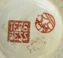 Terebess jelzett porcelán váza keleti motívummal, kopott, m:19,5cm