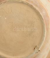 Páll Antalné, Korond: Szarvasos dísztál. Mázas kerámia, kézzel festett, jelzett, kopásokkal. d: 27 c...