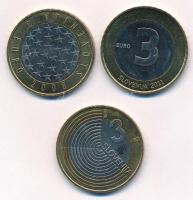 Szlovénia 2008. 3E bimetál "EU elnökség" + 2009. 3E bimetál "Edvard Rusjan" + 20...