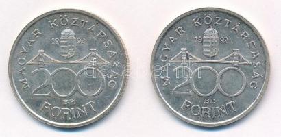 1992. 200Ft Ag "MNB" (2x) T:1-,2 
Adamo F13