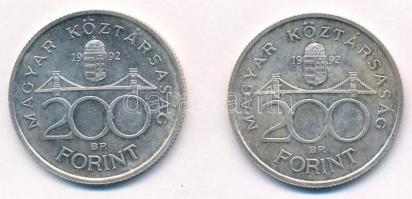 1992. 200Ft Ag "MNB" (2x) T:1-,2 
Adamo F13