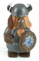 Viking katona, kerámia figura, jelzett, lepattanásokkal, m: 17,5 cm