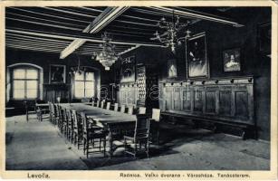 Lőcse, Levoca; Radnica, Velká dvorana / Városháza, tanácsterem, belső. Elek Singer kiadása / town hall, council hall, interior (EK)