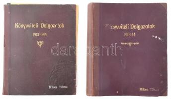 Könyvviteli dolgozatok 1913-1914 I-II. Két kötet kéziratos levél, elszámolás, stb minta.