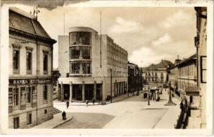 1950 Zsolna, Sillein, Zilina; Hurbanova ul. Financny palác / utca, Pénzügyi palota / street view, palace of finance (fl)