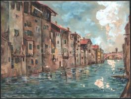 Berkes Gyula 944 jelzéssel. : Velencei városkép. Akvarell, papír, keret nélkül, a festék több helyen lekopott, 24x32 cm
