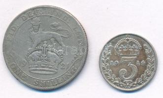 Nagy-Britannia 1914. 3p Ag "V. György" + 1921. 1Sh Ag "V. György" T:2-,3
United...