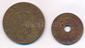 Holland Kelet-India 1945. 1c + 2 1/2c T:2- Netherlands East Indies 1945 1 Cent + 2 1/2 Cent C:VF