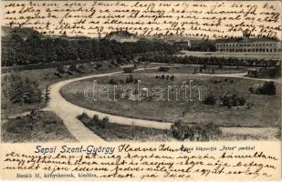 1902 Sepsiszentgyörgy, Sfantu Gheorghe; Város központja Potsa parkkal. Benkő M. kiadása / city center, park