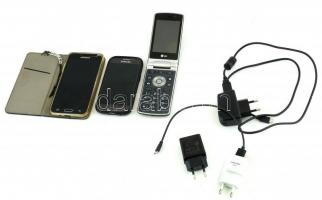 3 db mobiltelefon, okostelefonok is, mind működőképes, töltővel