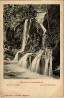 Stájerlak, Steierlak, Stájerlakanina, Steierdorf, Anina; Koronini vízesés. Hollschütz F. kiadása / Koronini Wasserfall / waterfall (szakadás / tear)