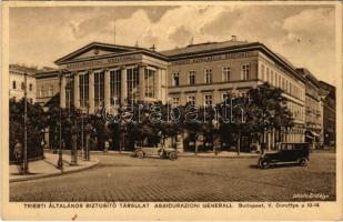 Budapest V. Dorottya utca, Országos Ruházati Intézet R.-T., Assicurazioni Generali Triesti Általános Biztosító, automobilok. Photo Erdélyi