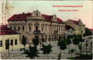 1908 Kiskunfélegyháza, Kossuth utca, Félegyházi Ipari és Kereskedelmi Bank, Kiss Lajos üzlete. Royko B. kiadása (fl)
