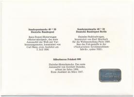 Svájc 1982. "Daimler 1886" jelzett Ag befektetési lapka, érmés borítékban, bélyeggel és bé...