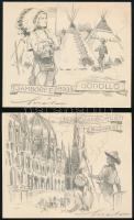 1933 Gödöllő, a Jamboree borítékja, benne 5 klf illusztrált levélpapír, használatlanok