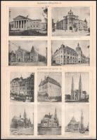 Vegyes budapesti épülete tétel, 5 db, ( Magyar színház, Mátyás templom, Budai református templom, Ip...