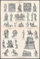 Vegyes szobrászat tétel, 8 db, a Pallas Nagylexikonból, cca. 24x30cm