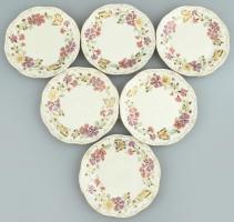 Zsolnay pillangómintás szendvicses készlet, 6 személyes, tálca + 6 db tányér. Kézzel festett, jelzet...