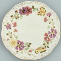 Zsolnay pillangómintás szendvicses készlet, 6 személyes, tálca + 6 db tányér. Kézzel festett, jelzet...