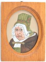 Jelzés nélkül: Ismeretlen hölgy portréja. Vegyes technika, papír. Üvegezett fakeretben. 11x8cm