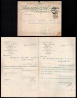 1909 Bp., Tauszig Testvérek férfi szabók díszes, fejléces számlája + 2 db fejléces levélpapírra írt,...