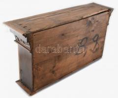 Antik fali tükrös polc, kopott, sérült, 36x70x18cm