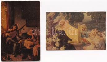 8 db RÉGI motívum képeslap: Degi oleoplaszt művész / 8 pre-1945 motive postcards: Degi Oleoplast art