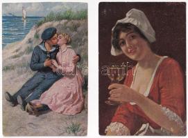 8 db RÉGI motívum képeslap: Erpaco oleoplaszt művész / 8 pre-1945 motive postcards: Erpaco Oleoplast...