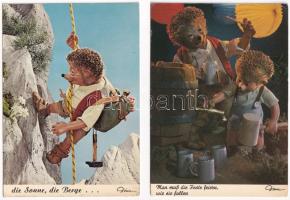 4 MODERN NDK motívum képeslap: mese báb (Sün) / 4 modern motive postcards: cartoon puppet films