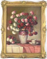 Sziklai Lajos (1879-1947): Virágcsendélet. 1920 körül. Olaj, vászon. Jelzett, keretezett, 64x74cm