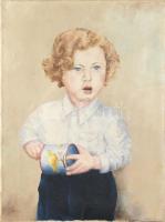 Losonczi jelzéssel: Kislány portré. Olaj, vászon, keret nélkül, 60x45cm
