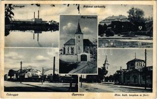 1938 Szerencs, Cukorgyár, Rákóczi várkastély, Római katolikus és református templom, fürdő (EK)