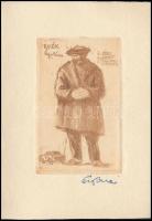 Ősz Dénes (1915-1980): B.U.É.K. Rézkarc, papír, jelzett. Ősz Dénes autográf aláírásával, 9,5x6 cm