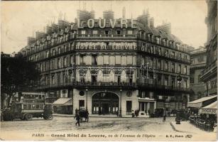 1911 Paris, Grand Hotel du Louvre, vu de l'Avenue de l'Opéra / street view, hotel, automobile, autobus (EK)