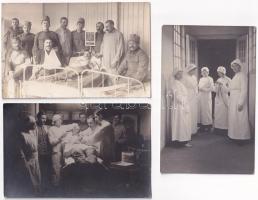 1915 Budapest IX. Gyáli úti honvéd helyőrségi kórház, életképek ápolónőkkel, sérült katonákkal és orvosokkal, műtét előtt - 20 db eredeti felvétel, fotó / 20 original photos