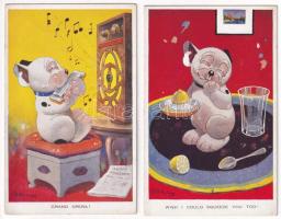 4 db RÉGI Bonzo kutyás képeslap / 4 pre-1945 Bonzo dog postcards