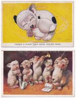 4 db RÉGI Bonzo kutyás képeslap / 4 pre-1945 Bonzo dog postcards