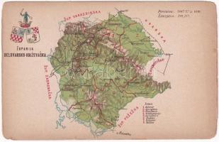 Belovár-Kőrös vármegye térképe. Kiadja Károlyi Gy. / Zupanija Belovarsko-Krizevacka / Map of Bjelovar-Krizevci county