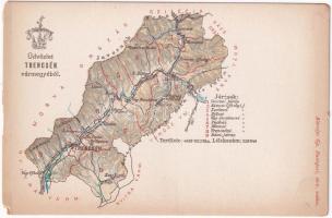 Trencsén vármegye térképe. Kiadja Károlyi Gy. / Map of Trencín county (EM)