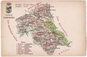 Zágráb vármegye térképe, Károlyi Gy. kiadása / Zupanija Zagrebacka / Map of Zagreb County (b)